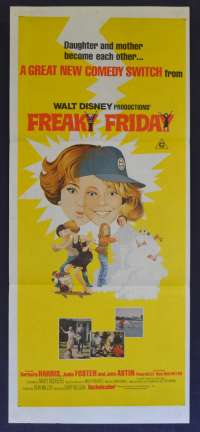 Freaky Friday Movie Poster 1976 Original Daybill Jodie Foster John Astin