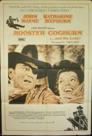 Rooster Cogburn Poster Original One Sheet 1975 John Wayne Katherine Hepburn