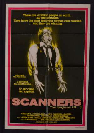 Scanners Movie Poster Original One Sheet Jennifer O&#039;Neill Patrick McGoohan