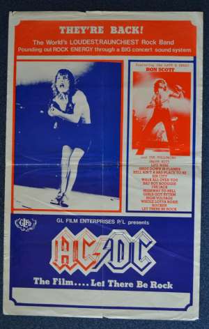 AC/DC - Let There Be Rock Poster AC / DC Concert Mini Daybill Australian Concert