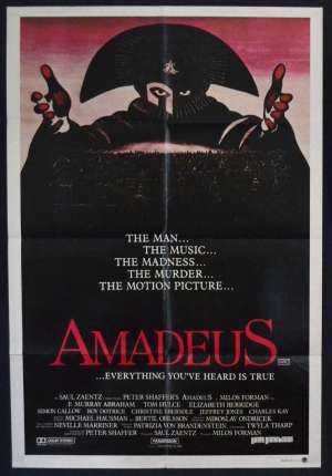 Amadeus Movie Poster Original One Sheet Mozart F. Murray Abraham Tom Hulce