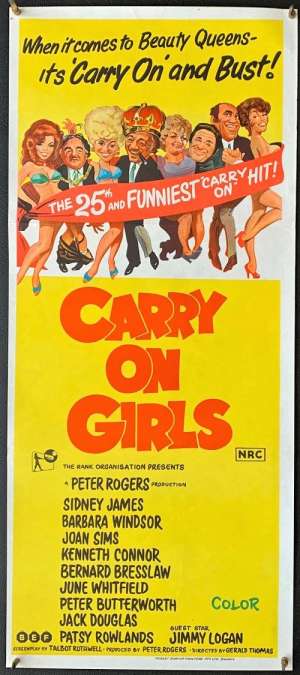 Carry On Girls Poster Original Daybill 1973 Sid James Barbara Windsor Kenneth Connor