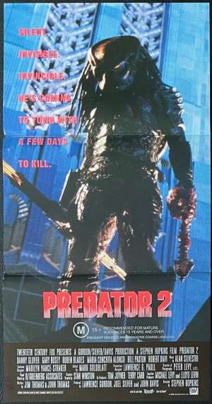 Predator 2 Poster Original Daybill 1990 Danny Glover Gary Busey Alien