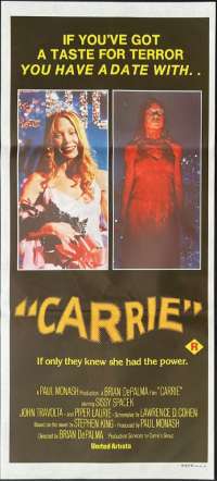 Carrie Poster Original Daybill 1976 Sissy Spacek John Travolta Stephen King