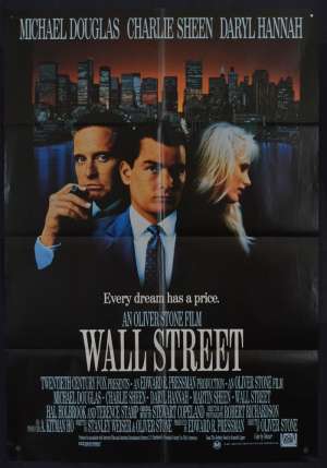 Wall Street One Sheet Movie Poster 1987 Michael Douglas Charlie Sheen