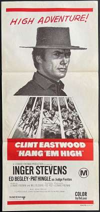 Hang Em High Poster Daybill Original 1970s Rare Re-Issue Eastwood