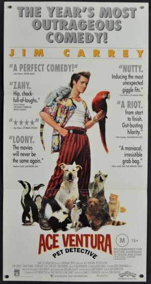 Ace Ventura Pet Detective Movie Poster Original Daybill 1994 Jim Carrey Sean Young