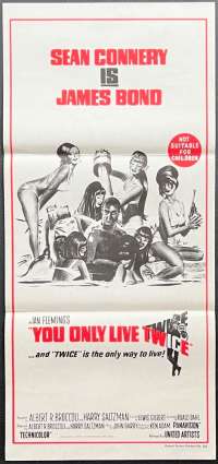 You Only Live Twice Movie Poster Original Daybill RI 80&#039;s Sean Connery James Bond