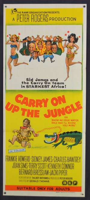 Carry On Up The Jungle Movie Poster Original Daybill 1970 Sid James Frankie Howerd