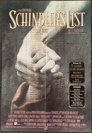 Schindler&#039;s List Poster Original One Sheet 1993 Golden Globe Art Liam Neeson