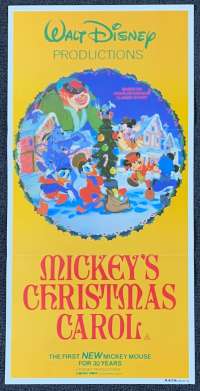 Mickey's Christmas Carol Original Daybill 1984 Walt Disney Annimation