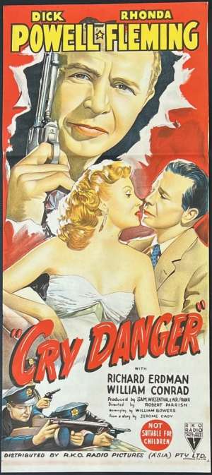 Cry Danger Movie Poster Original Daybill 1951 Film Noir Dick Powell RKO