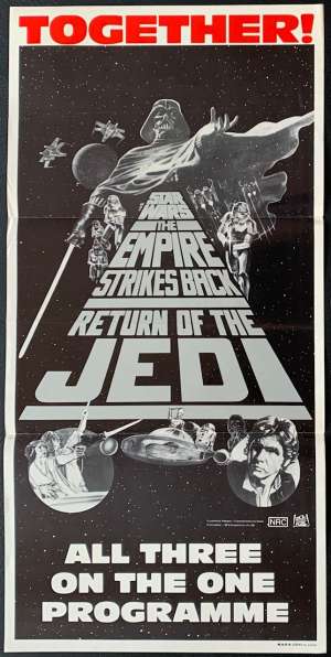 Star Wars Poster Original Daybill Trilogy 1983 Together Empire, Return Of The Jedi