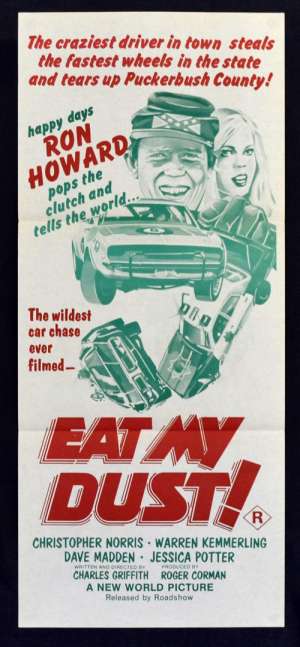 Eat My Dust 1976 movie poster Daybill Rare RED artwork Ron Howard Roger Corman