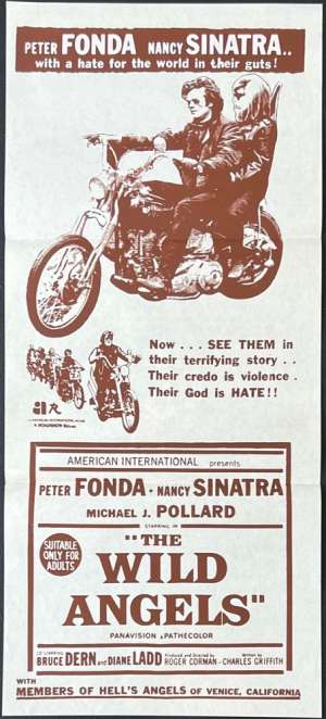 The Wild Angels Poster Original Daybill FIRST Release Biker Peter Fonda Hells Angels
