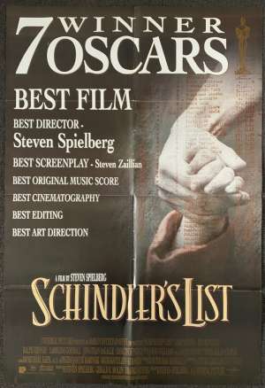 Schindler&#039;s List Poster Original One Sheet 1993 Academy Awards Art Liam Neeson