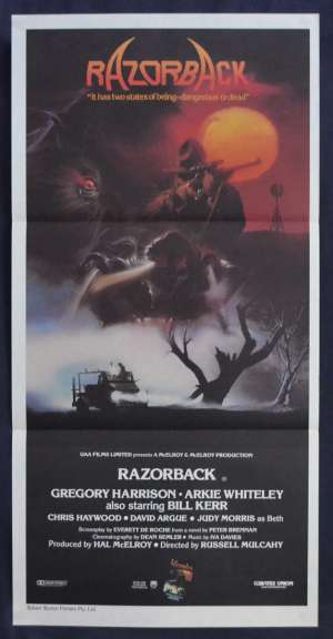 Razorback Movie Poster Original Daybill 1984 Gregory Harrison Bill Kerr