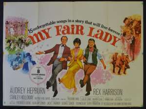 My Fair Lady Poster Original British Quad 1970&#039;s RI Audrey Hepburn Rex Harrison