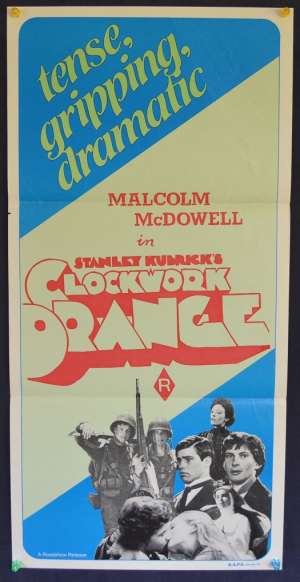 Clockwork Orange 1971 Daybill Movie Poster RI Malcolm McDowell Stanley Kubrick