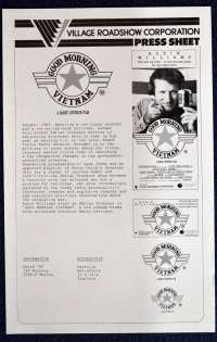 Good Morning Vietnam Movie Press Sheet Robin Williams