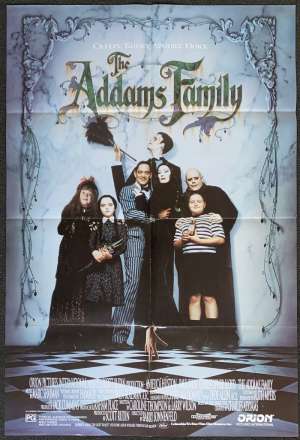 The Addams Family Poster Original One Sheet 1991 Raul Julia Anjelica Huston