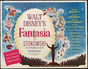 Fantasia Poster USA Half Sheet Rare Original 1963 Re-Issue Disney