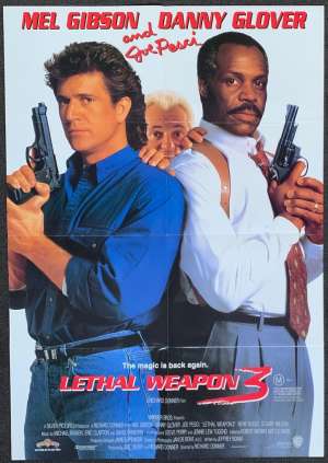 Lethal Weapon 3 Poster Original One Sheet 1992 Mel Gibson Danny Glover