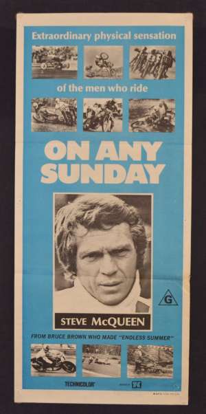 On Any Sunday Movie Poster Original Daybill 1971 Steve McQueen Bruce Brown