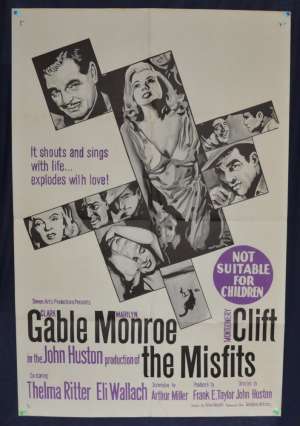 The Misfits 1961 Poster Australian One Sheet Marilyn Monroe Clark Gable