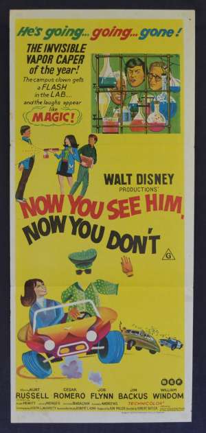 Now You See Him Now You Don&#039;t Poster Original Daybill 1972 Disney Kurt Russell