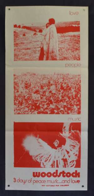 Woodstock Poster Original Daybill 70&#039;s Re-Issue Martin Scorsese Jimi Hendrix The Who