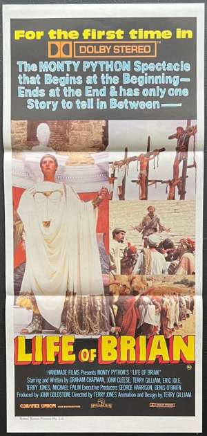 Monty Python&#039;s The Life Of Brian Poster Daybill RARE Cast Art
