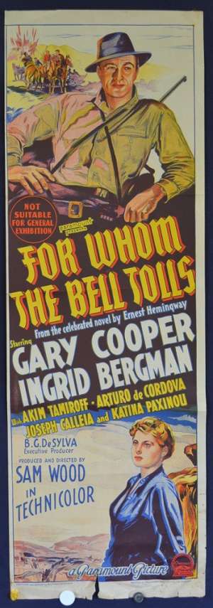 For Whom The Bell Tolls (1943) Gary Cooper Style A Daybill Litho movie poster