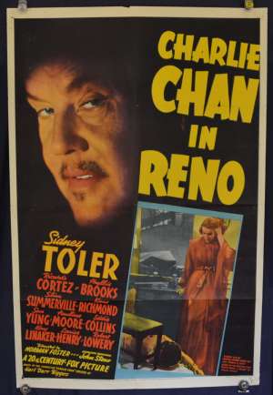 Charlie Chan In Reno Poster Original USA One Sheet 1939 Sydney Toler