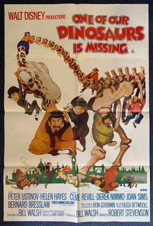 One Of Our Dinosaurs Is Missing Poster Original One Sheet 1975 Disney Peter Ustinov