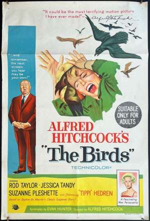 The Birds Poster One Sheet Original Rare 1963 Alfred Hitchcock