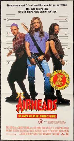 Airheads 1994 Daybill movie poster Brendan Fraser Adam Sandler Rock N Roll
