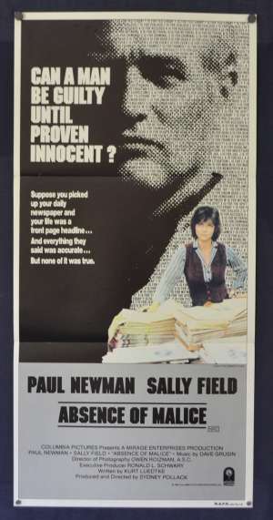 Absence Of Malice Poster Original Daybill 1981 Paul Newman Sally Field