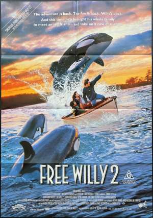Free Willy 2 Poster Original One Sheet 1995 Killer Whale Art