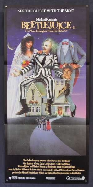 Beetlejuice Movie Poster Original Daybill 1988 Tim Burton Michael Keaton Ghosts