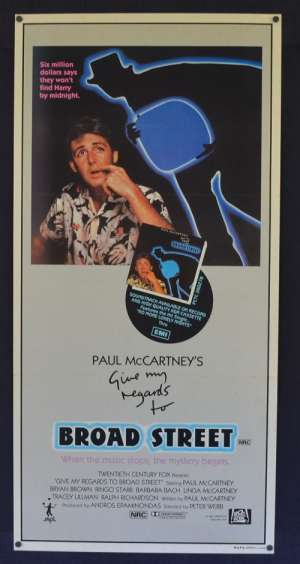 Give My Regards to Broad Street 1984 Daybill movie poster Paul McCartney Ringo Starr Beatles