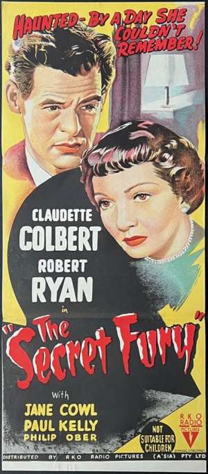 The Secret Fury 1950 movie poster Daybill Film Noir RKO Claudette Colbert