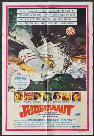 Juggernaut Poster Original One Sheet 1974 Richard Harris Anthony Hopkins