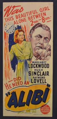 Alibi Movie Poster Original Daybill 1942 Margaret Lockwood Film Noir