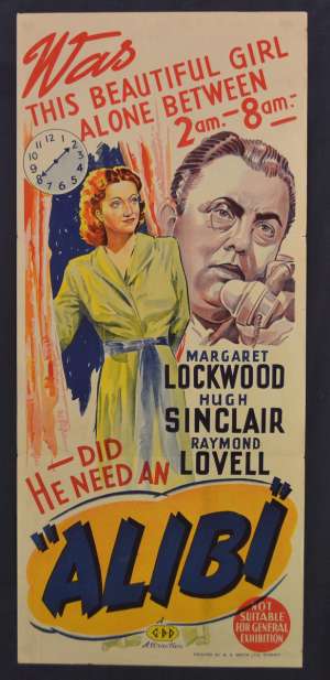 Alibi Movie Poster Original Daybill 1942 Margaret Lockwood Film Noir