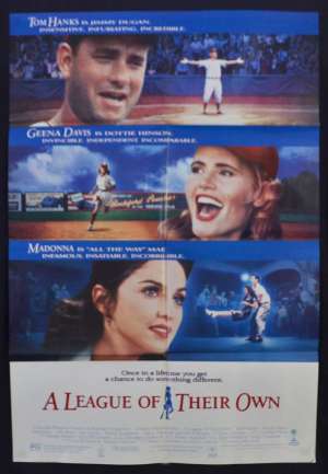 A League Of Their Own Poster Original One Sheet 1992 Tom Hanks Geena Davis