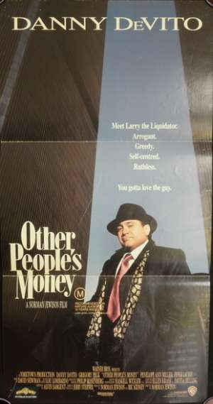 Other People&#039;s Money Poster Original Daybill 1991 Danny De Vito Gregory Peck