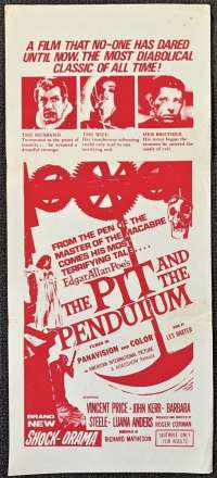 The Pit And The Pendulum Poster Daybill Original First Release 70&#039;s Vincent Price Horror