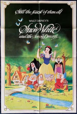 Snow White And The Seven Dwarfs Poster Original One Sheet 1983 Disney RI
