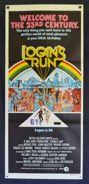 Logans Run Poster Original Daybill 1976 Michael York Jenny Agutter Sandman